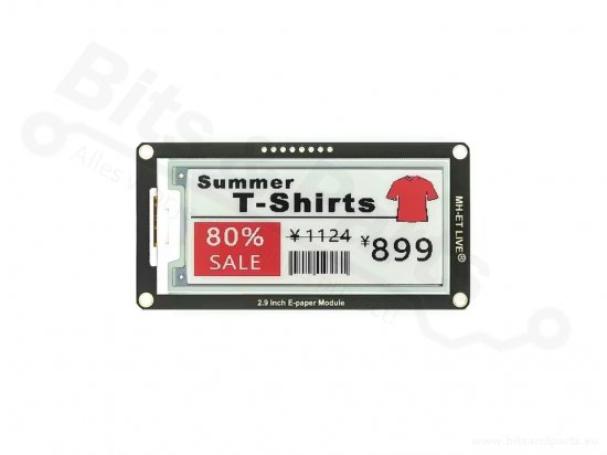 Display E-Paper 2,9inch 296x128px MH-ET Live zwart/rood met controller